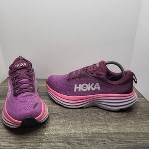 Hoka One One Bondi 8 Women's Size 9.5 B Running Shoes Berry Purple Pink